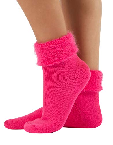 CALZITALY Warme Strümpfe mit Angora-Optik | Weiche Wintersocken | Mehrfarbig | EInheitsgrösse | Made in Italy (Fuxia) von CALZITALY