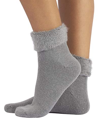 CALZITALY Warme Strümpfe mit Angora-Optik | Weiche Wintersocken | Mehrfarbig | EInheitsgrösse | Made in Italy (Grau) von CALZITALY