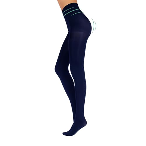 CALZITALY Blickdichte Figurformende Strumpfhose | Shaping Damen Strumpfhosen | Schwarz, Blau | S, M, L, XL, XXL,3XL, 4XL | 80 DEN | Made in Italy (S, Blau) von CALZITALY