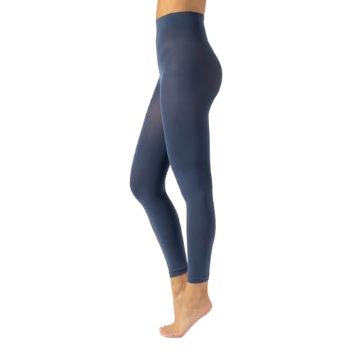 CALZITALY Blickdichte Leggings, Leggings aus Mikrofaser, Strumpfhose ohne Füße 80 DEN | S, M, L, XL, XXL, 3XL, 4XL | Made in Italy (4XL, Blue Jeans) von CALZITALY