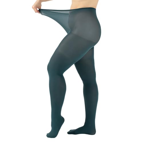 CALZITALY Blickdichte Strumpfhose Grosse Grössen, Curvy Strumpfhosen Plus Size, 60 DEN, L, XL, 2XL, 3XL, 4XL, Made in Italy (XXL, Mystic Green) von CALZITALY