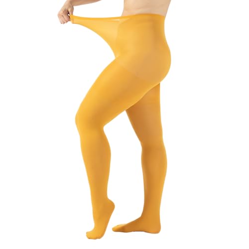 CALZITALY Blickdichte Strumpfhose Grosse Grössen, Curvy Strumpfhosen Plus Size, 60 DEN, L, XL, 2XL, 3XL, 4XL, Made in Italy (XXL, Ocker) von CALZITALY
