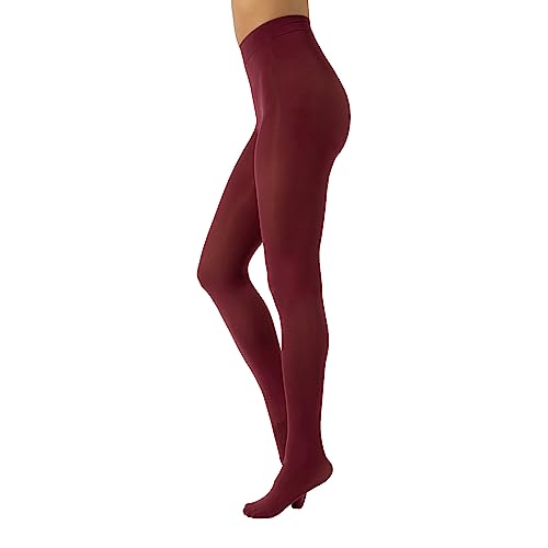 CALZITALY Blickdichte Weiche Strumpfhosen aus Mikrofaser | Bunte Strumpfhose Damen | S, M, L, XL, XXL, 3XL 4XL | 80 DEN | Made in Italy (L, Portwine) von CALZITALY