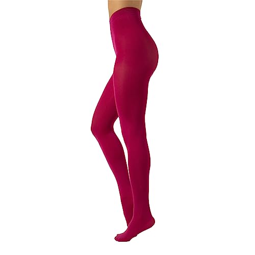 CALZITALY Blickdichte Weiche Strumpfhosen aus Mikrofaser | Bunte Strumpfhose Damen | S, M, L, XL, XXL, 3XL 4XL | 80 DEN | Made in Italy(S, Cerice Pink) von CALZITALY