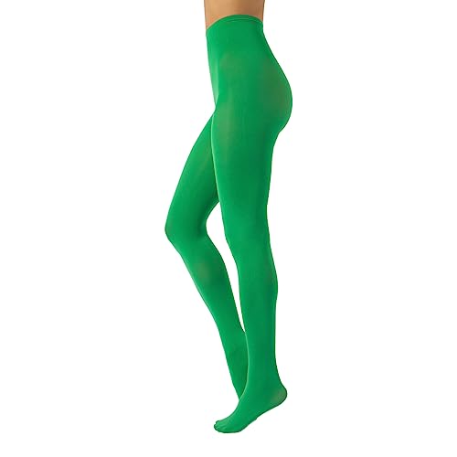 CALZITALY Blickdichte Weiche Strumpfhosen aus Mikrofaser | Bunte Strumpfhose Damen | S, M, L, XL, XXL, 3XL 4XL | 80 DEN | Made in Italy (XL, Green apple) von CALZITALY