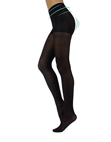 Damen Blickdichte Anti Cellulite Strumpfhose | Shaper Figurformende Strumpfhosen Beauty und Relax | Schwarz | S, M, L, XL | 40 DEN | Made in Italy (SCHWARZ, XL) von CALZITALY