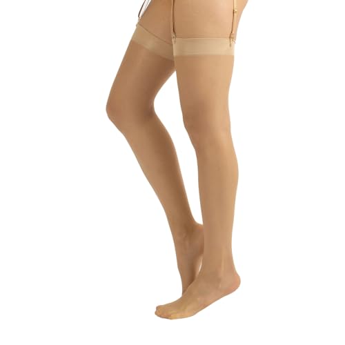 CALZITALY Feine Strapsstrümpfe, Unsichtbare Strumpfhose Damen, S, M, L, XL, 2XL, 3XL, 4XL | Schwarz, Hautfarbe, Weiß, Elfenbein | 15 DEN | Made in Italy (3XL, Beige) von CALZITALY