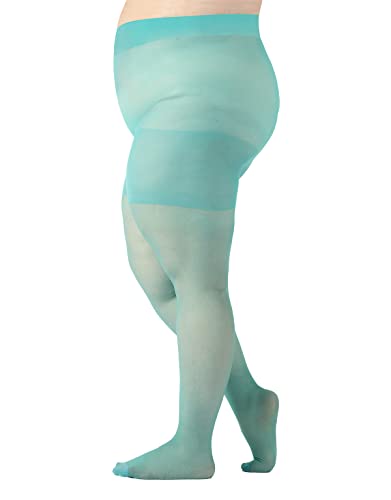 CALZITALY Gepunktete Strumpfhose, Curvy Strumpfhose für Große Größen, Feine Strumpfhose| Schwarz, Hautfarbe | XL, 2XL, 3XL, 4XL | 20 DEN | Made in Italy (3XL, Acqua Green) von CALZITALY