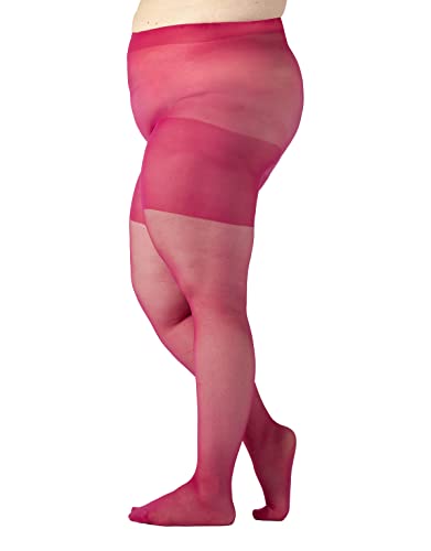 CALZITALY Gepunktete Strumpfhose, Curvy Strumpfhose für Große Größen, Feine Strumpfhose| Schwarz, Hautfarbe | XL, 2XL, 3XL, 4XL | 20 DEN | Made in Italy (3XL, Cerice Pink) von CALZITALY