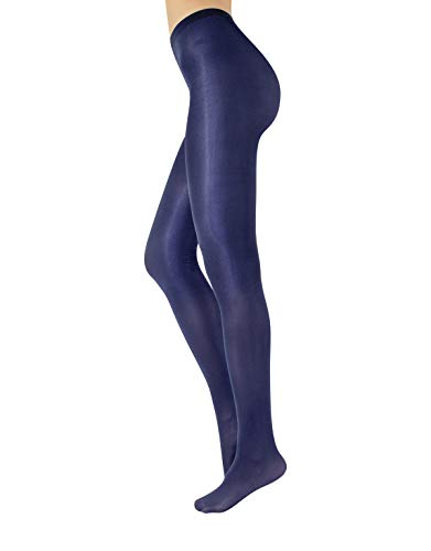 CALZITALY Glänzende Strumpfhose, Blickdichte Strumpfhose | Schwarz, Grün, Mystic Green, Blau, Bordeaux | S, M, L, XL | 70 DEN | Made in Italy (M, Blau) von CALZITALY