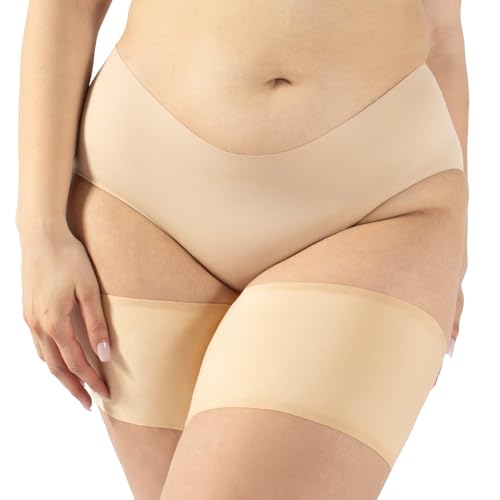 CALZITALY Glatte Anti- Reibung Bänder| Curvy Strumpfbänder für Scheuernde Oberschenkel | Schwarz, Hautfarbe | A, B, C, D, E, F | Made in Italy (B: 58-61 cm, Hautfarbe) von CALZITALY