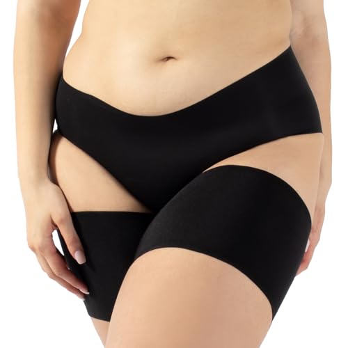CALZITALY Glatte Anti- Reibung Bänder| Curvy Strumpfbänder für Scheuernde Oberschenkel | Schwarz, Hautfarbe | A, B, C, D, E, F | Made in Italy (E: 76-76 cm, Schwarz) von CALZITALY