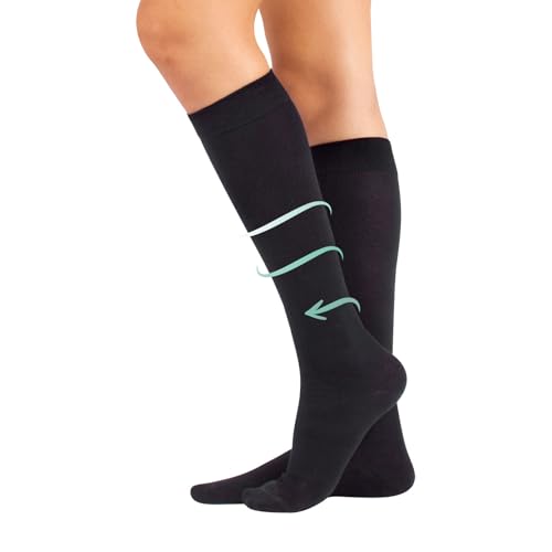 CALZITALY | KOMPRESSIONS-BAUMWOLL-KNIESTRÜMPFE | 15-21 mm/Hg | UNISEX | ITALIAN HOSIERY | (L, Schwarz) von CALZITALY
