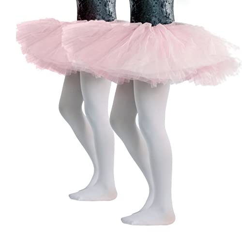 CALZITALY Mädchen Ballettstrumpfhosen | Professionelle Tanz Strumpfhose | Hautfarbe, Schwarz, Weiß, Rosa | 4-14 Jahre | 40 DEN | Made in Italy (8 Jahre, 2 Paar - Weiß) von CALZITALY