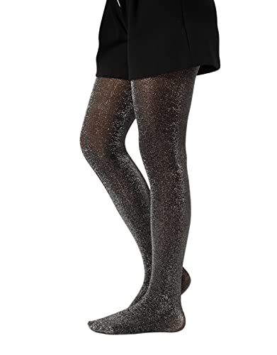 CALZITALY Mädchen Strumpfhose mit Glitzer, Glänzende Strumpfhosen, Strumpfhose Kleine Kinder, Von 2 zu 14 Jahren, Rosa, Schwarz, Mehrfarbig, 40 DEN, Made in Italy (Schwarz, 4-6 Jahre) von CALZITALY