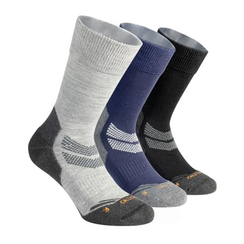 CALZITALY PACK 1 2 3 PAARE Trekkingsocken, Blasenfreisocken, Ski Socken, Wandersocken, Socken mit Sohle | Made in Italy (39-42, 3 Paare: Blau+Grau+Schwarz) von CALZITALY