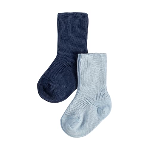 CALZITALY PACK 2, 4, 6 Paare Sock für Baby, Socken für Kind, Baby Socken aus Baumwolle, Weicher Rippenstrick | 0 bis 12 Monate | Made in Italy (3-6 monate, 2 Paare: Himmelblau+Marine) von CALZITALY