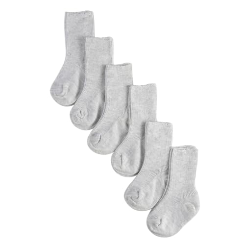 CALZITALY PACK 2, 4, 6 Paare Sock für Baby, Socken für Kind, Baby Socken aus Baumwolle, Weicher Rippenstrick | 0 bis 12 Monate | Made in Italy (3-6 monate, 6 Paare: Melange Grau) von CALZITALY