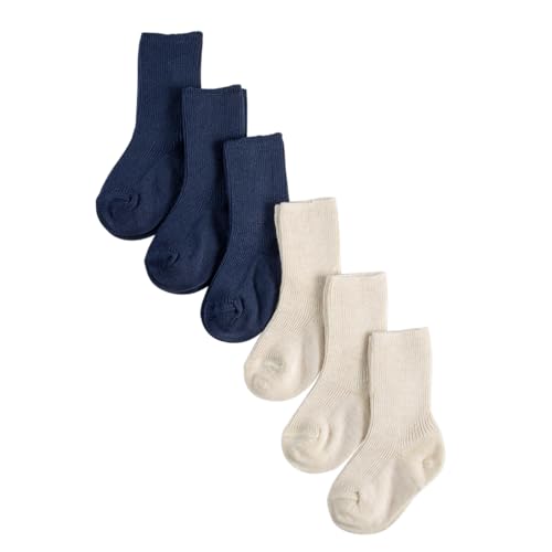 CALZITALY PACK 2-4-6 Paare Sock für Baby, Socken für Kind, Baby Socken aus Baumwolle, Made in Italy (DE/NL/SE/PL, Alter, 3 Monate, 6 Monate, 6 Paare: Melange Grau+Marine) von CALZITALY