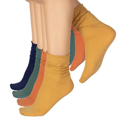 CALZITALY PACK 4/5 PAAR Ohne Elastikbund Socken, Blickdichte Socken, Karierte Socken, Damen Kniestrümpfe | Made in Italy (Einheitsgröße, 4 Paar Cream Gold + Mint Green + Cognac + Navy) von CALZITALY