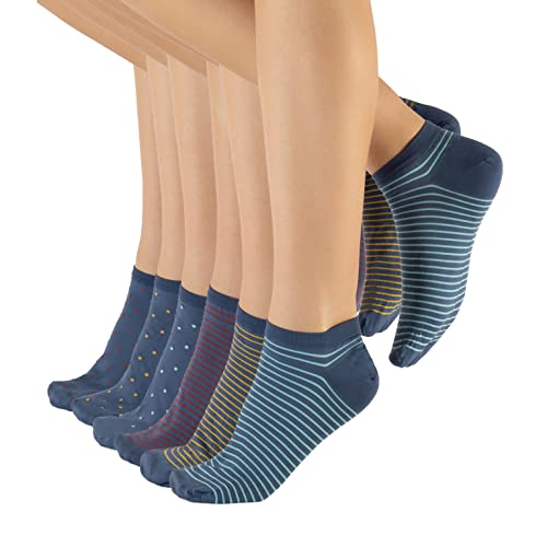 CALZITALY PACK 6/12 Paar Sneakersocken aus Mikrofaser Unisex, Sportsocken Damen und Herren, Weiß, Hautfarbe, Schwarz | 35-40, 41-46 | Made in Italy (35-40, Blau Jeans - Punkten + Streifen) von CALZITALY