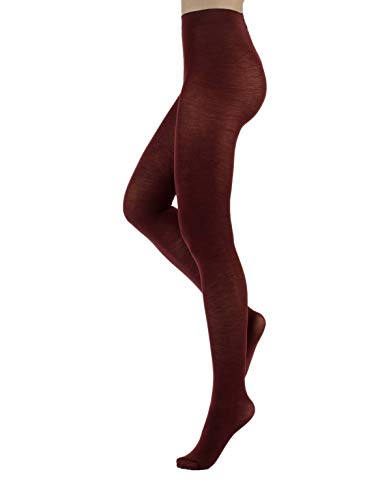 CALZITALY Strumpfhose aus Merinowolle, Winterstrumpfhosen, Warme Strumpfhose | Schwarz, Grau, Navy, Violet, Braun, Beige, Bordeaux, Grün| S, M, L, XL | 100 DEN | Made in Italy (L, Bordeaux) von CALZITALY