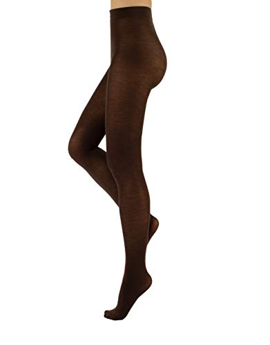 CALZITALY Strumpfhose aus Merinowolle, Winterstrumpfhosen, Warme Strumpfhose | Schwarz, Grau, Navy, Violet, Braun, Beige, Bordeaux, Grün| S, M, L, XL | 100 DEN | Made in Italy (L, Braun) von CALZITALY