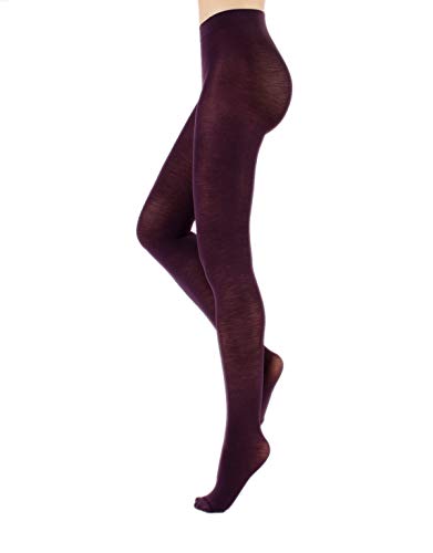 CALZITALY Strumpfhose aus Merinowolle, Winterstrumpfhosen, Warme Strumpfhose | Schwarz, Grau, Navy, Violet, Braun, Beige, Bordeaux, Grün| S, M, L, XL | 100 DEN | Made in Italy (L, Violet) von CALZITALY