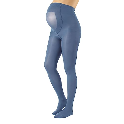 CALZITALY Umstandsstrumpfhose aus Mikrofaser, Blickdichte Schwangerschaft Strumpfhosen | S, M, L, XL, XXL, 3XL, 4XL | 100 DEN | Made in Italy (M, Dusty Blue) von CALZITALY