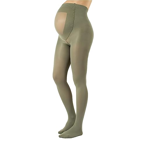 CALZITALY Umstandsstrumpfhose aus Mikrofaser, Blickdichte Schwangerschaft Strumpfhosen | S, M, L, XL, XXL, 3XL, 4XL | 100 DEN | Made in Italy (XL, Olivegrün) von CALZITALY