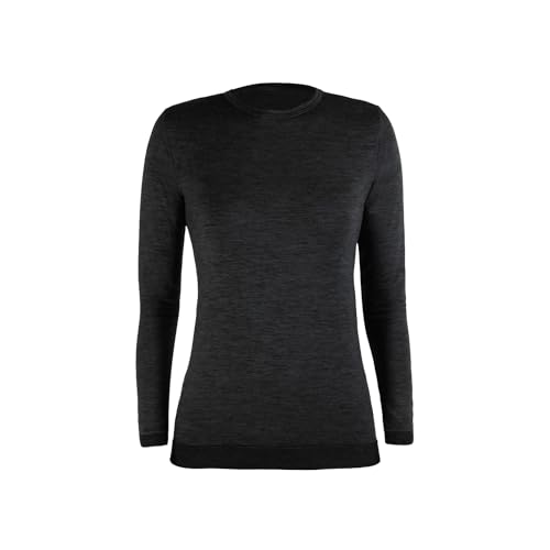 CALZITALY Unisex Thermounterhemd, Langärmeliger Unterhemd aus Merino Wolle, Funktionsunterwäsche für Damen und Herren, Ski, Wandern, Trekking | Made IN Italy (L-XL, Schwarz) von CALZITALY