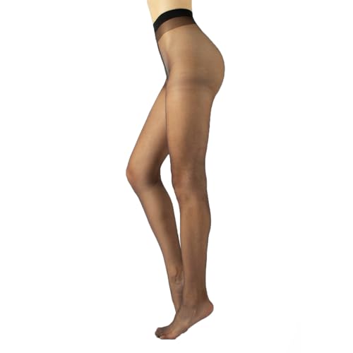 CALZITALY Unsichtbare Gebräunte Feine Strumpfhosen für Sommer | Hautfarbe | 8 DEN | S, M, L | Made in Italy (M, SCHWARZ) von CALZITALY