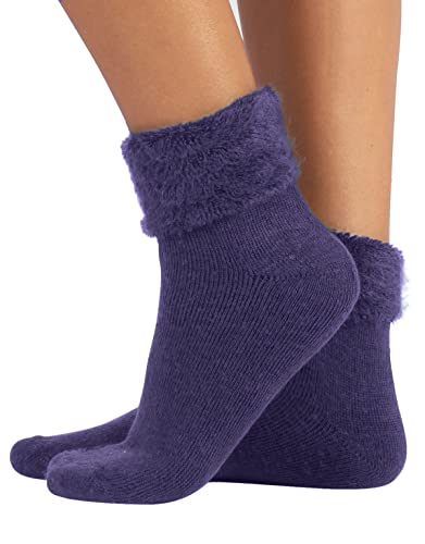 CALZITALY Warme Strümpfe mit Angora-Optik | Weiche Wintersocken | Mehrfarbig | EInheitsgrösse | Made in Italy (Dark Purple) von CALZITALY