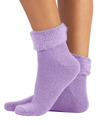 CALZITALY Warme Strümpfe mit Angora-Optik | Weiche Wintersocken | Mehrfarbig | EInheitsgrösse | Made in Italy (Violett) von CALZITALY