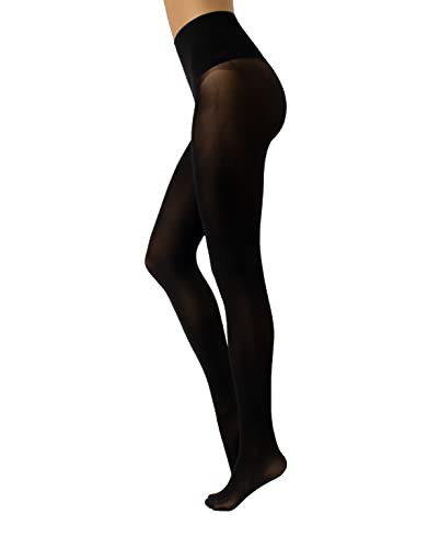 CALZITALY Nahtlose Strumpfhose Damen, Strumpfhosen aus Mikrofaser, Schwarz, Portwine, Grun, Blau, Blau Jeans, S, M, L, XL, XXL, 50 DEN, Made in Italy (S, Schwarz) von CALZITALY