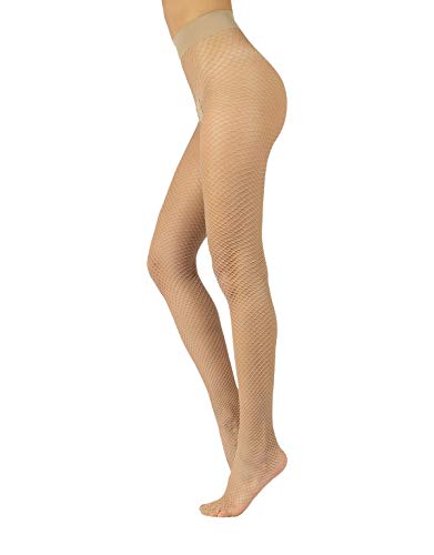 NETZSTRUMPFHOSEN | DAMEN HÜFTSTRUMPFHOSE BUND COMFORT | NIEDRIGE LEIBHÖHE | FASHION STRUMPFHOSE | MADE IN ITALY (S, Hautfarbe) von CALZITALY