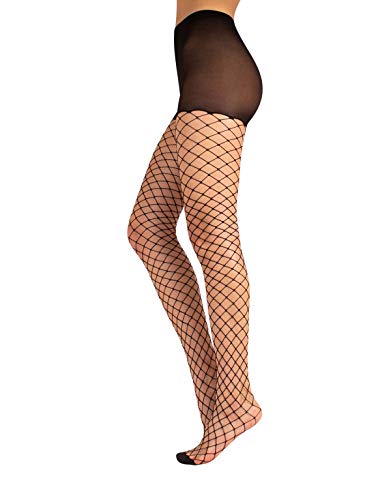 CALZITALY Netzstrumpfhose mit Grossem Lochmuster | Grobmaschig Netzstrumpfhose | Schwarz, Hautfarbe | S/M, L/XL | Italian Hosiery | (Schwarz, S/M) von CALZITALY