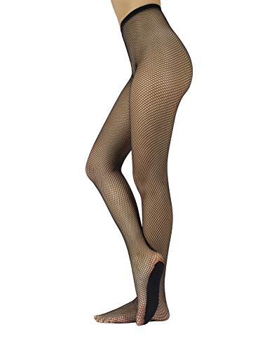 CALZITALY | PROFESSIONELLE FUSSGEPOLSTERTE TANZ- NETZSTRUMPFHOSE FÜR FRAUEN | HAUTFARBE, SCHWARZ | S, M/L | ITALIAN HOSIERY | (M/L, Schwarz) von CALZITALY