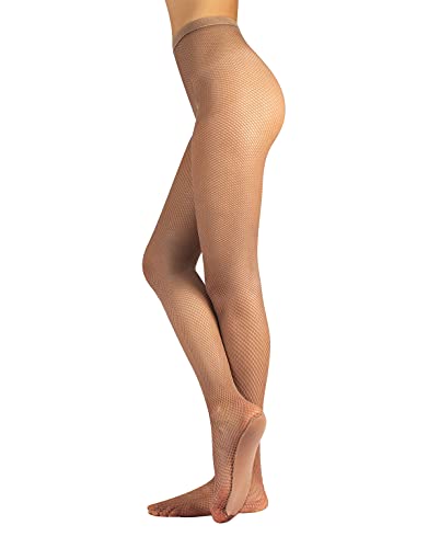 CALZITALY | PROFESSIONELLE FUSSGEPOLSTERTE TANZ- NETZSTRUMPFHOSE FÜR FRAUEN | HAUTFARBE, SCHWARZ | S, M/L | ITALIAN HOSIERY | (M/L, Hautfarbe) von CALZITALY