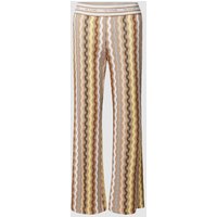 Cambio Flared Cut Stoffhose mit Allover-Muster Modell 'FAITH' in Beige, Größe 40 von CAMBIO