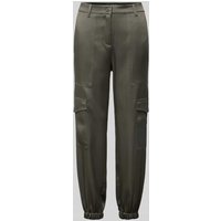 Cambio Slim Fit Cargohose mit Ziernähten Modell 'KARO' in Khaki, Größe 40 von CAMBIO