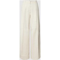 Cambio Wide Leg Leinenhose mit Bundfalten Modell 'MIRA' in Sand, Größe 40 von CAMBIO