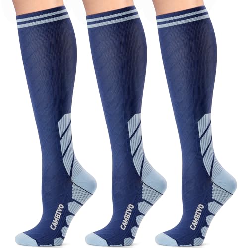 CAMBIVO 3 Paar Kompressionsstrümpfe Damen Herren, Stützstrümpfe Kompressionssocken 20-30mmHg, Compression Socks Thrombosestrümpfe für Rise, Flug, Running, Erholung, Schwangerschaft von CAMBIVO