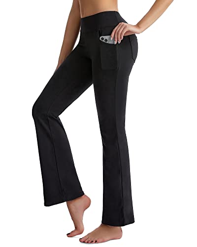 CAMBIVO Yogahose Damen Lang, Schlaghose Damen Jazzpants, Bootcut Jogginghose Freizeithose Sporthose Straight Bein mit Taschen für Yoga, Fitness, Casual von CAMBIVO