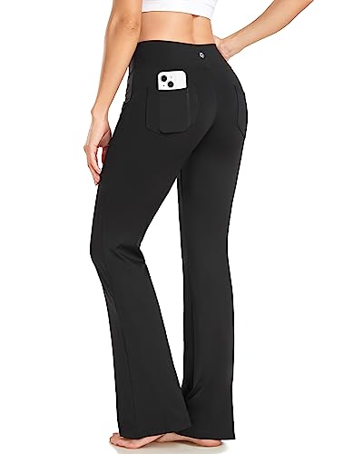 CAMBIVO Schlaghose Yogahose Damen High Waist, Jazzpants Flared Leggings mit 4 Taschen, Sporthose Damen Freizeithose Bootcut für Office, Yoga, Casual von CAMBIVO