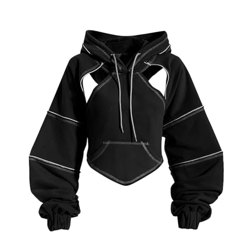 CAMDOM Damen Cool Girl Hoodie Gothic Punk Langarm Jacke Mode Street Style Sweatshirt, Schwarz , 42 von CAMDOM