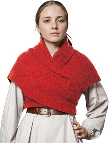 CAMDOM Damen Dreieckstuch Winter Herbst Strick Wrap Schal Mode Warm Damen Pullover Halstuch Cape, rot, One size von CAMDOM