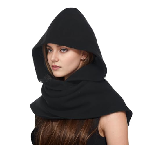 CAMDOM Mittelalterlicher Winter Herbst Schal mit Kapuze Unisex Retro Halstuch Cape Überwurf Winddicht Warmer Kapuzenschal Mütze von CAMDOM
