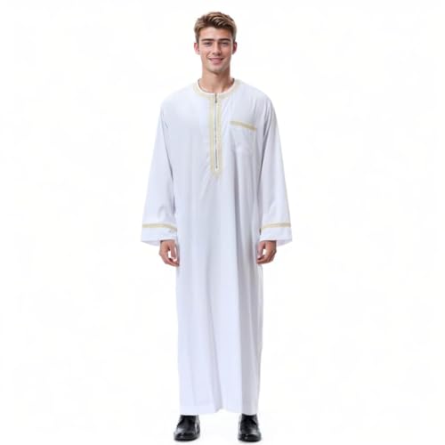 CAMDOM Naher Osten Arabische Herren Roben Muslimische Kaftan Kleidung V-Ausschnitt Thobe Arabisch Muslim Freizeitkleidung von CAMDOM