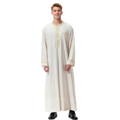 CAMDOM Naher Osten Arabische Herren Roben Muslimische Kaftan Kleidung V-Ausschnitt Thobe Arabisch Muslim Freizeitkleidung von CAMDOM